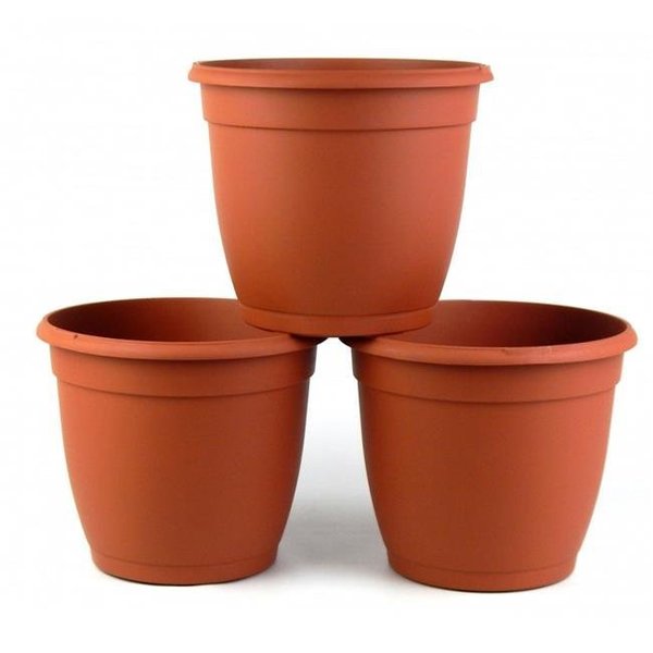 Poppelmann Poppelmann PDB208173 8 in. Decorative Terra Cotta Plastic Pot - Pack of 3 PDB208173